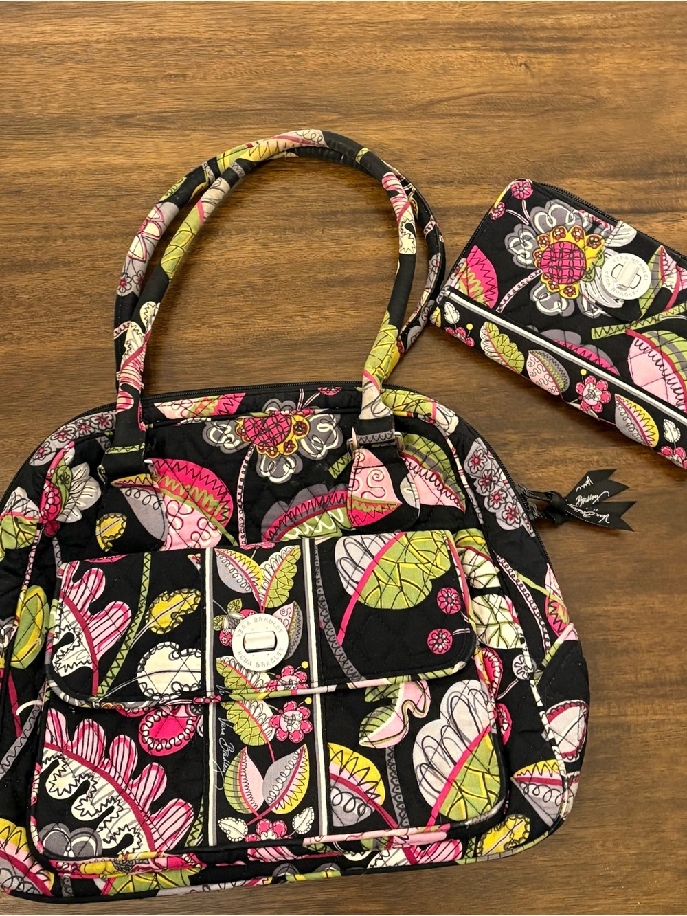 Retired Vera Bradley “Moon Blooms” Tote & matching wallet set